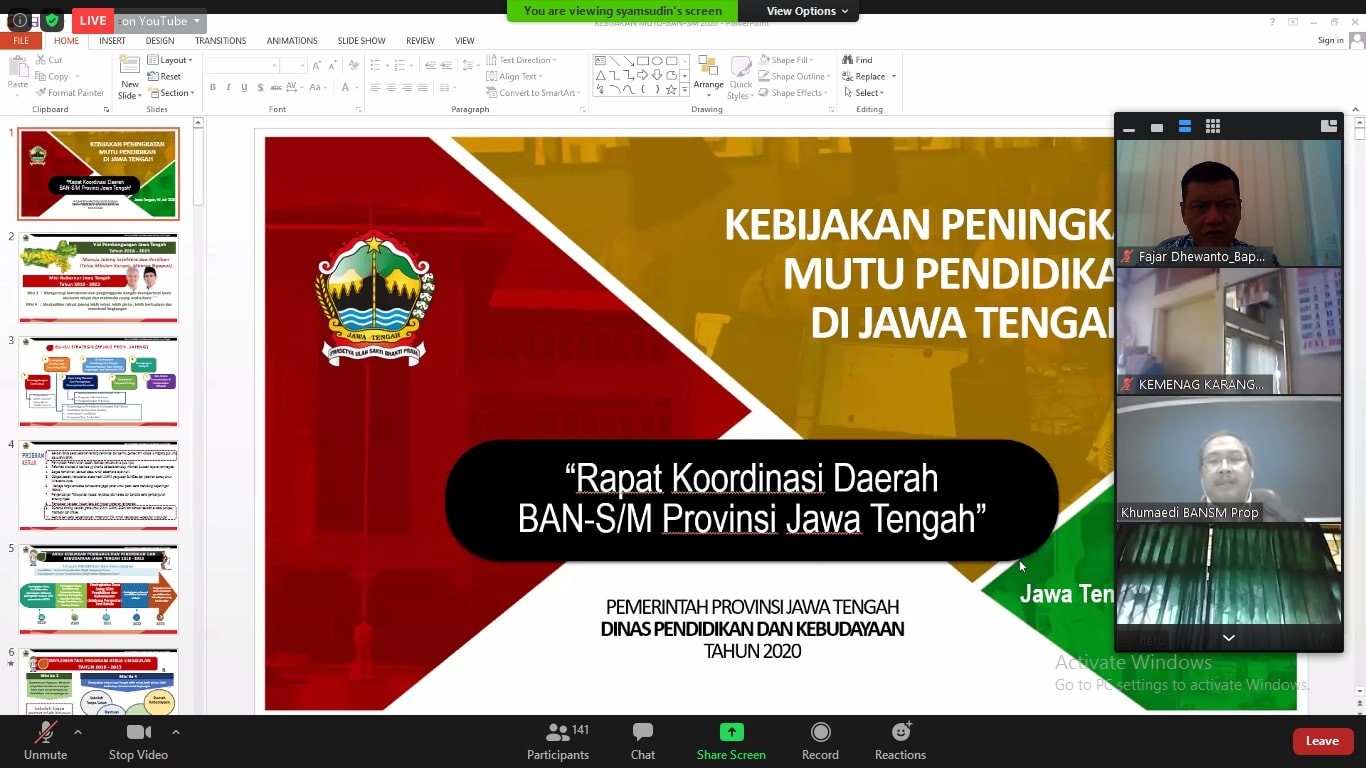 BAPPEDA KABUPATEN PURWOREJO MENGIKUTI RAPAT KOORDINASI DAERAH BAN S/M PROVINSI JAWA TENGAH