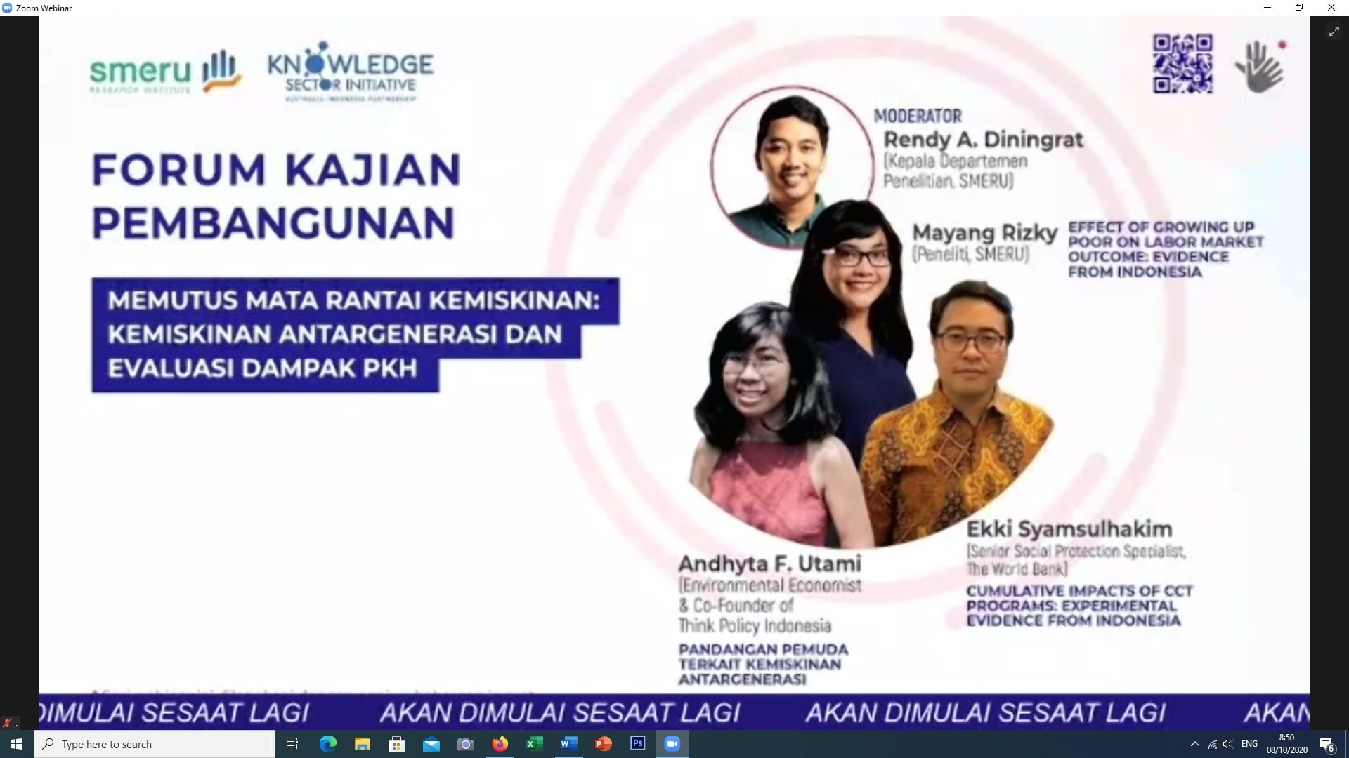 Webinar Forum Kajian Pembangunan : Memutus Mata Rantai Kemiskinan: Kemiskinan Antargenerasi dan Evaluasi Dampak PKH