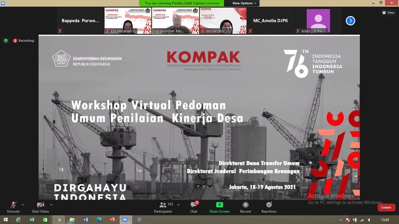 WORKSHOP VIRTUAL UJI KELAYAKAN PEDOMAN UMUM PENILAIAN KINERJA DESA