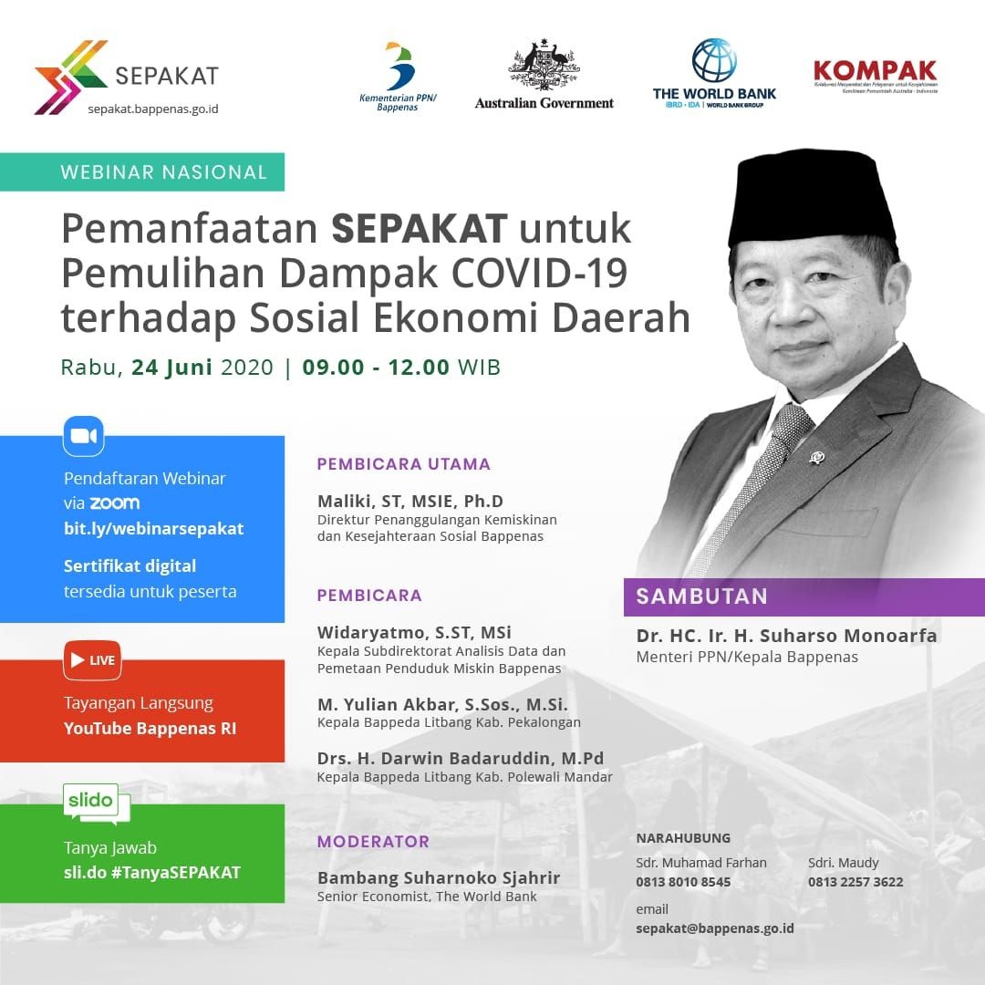 Webinar Nasional Pemanffaatan SEPAKAT untuk Pemulihan Dampak Covid-19 terhadap Sosial Ekonomi Daerah