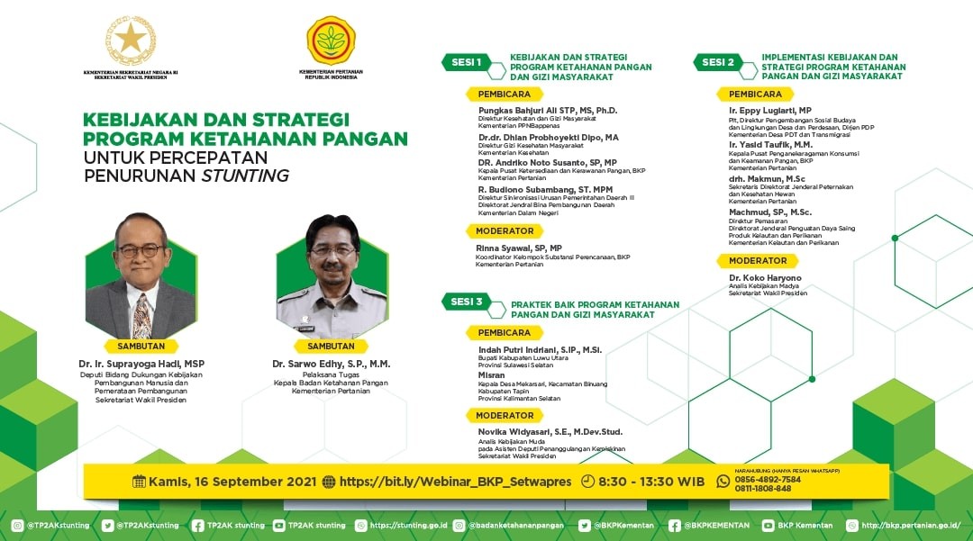 Ikuti, Webinar Kebijakan dan Strategi Program Ketahanan Pangan untuk Percepatan Penurunan Stunting