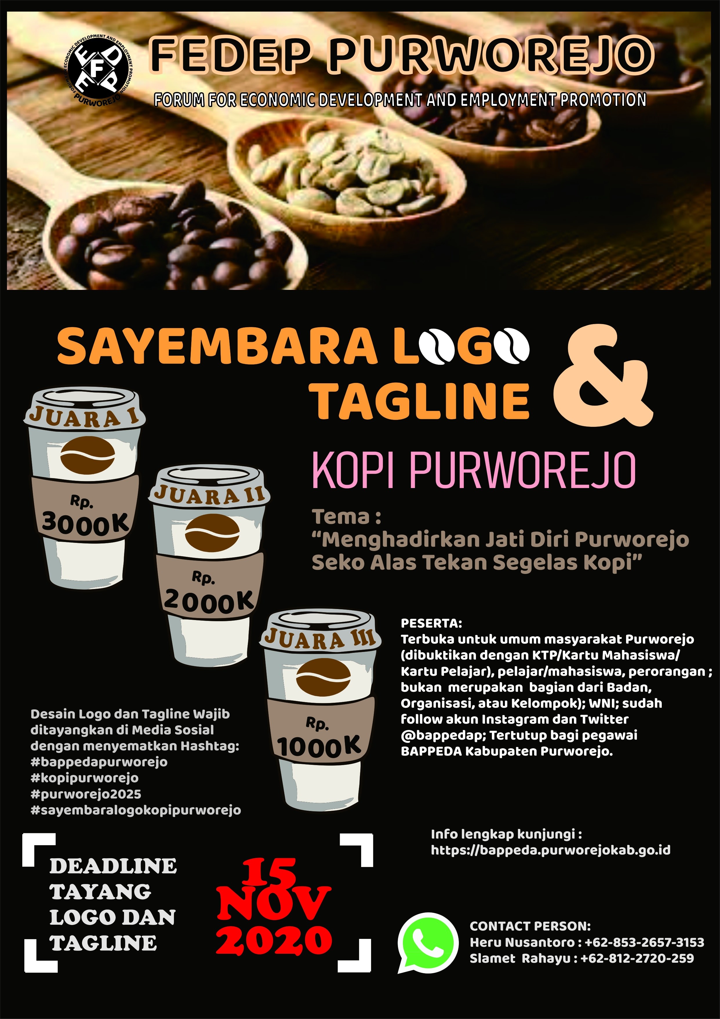 FEDEP Kabupaten Purworejo dan BAPPEDA Selenggarakan Sayembara Logo dan Tagline untuk  Membranding Kopi Purworejo