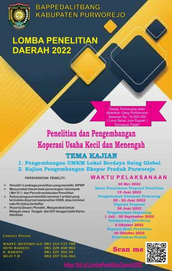 LOMBA PENELITIAN DAERAH KABUPATEN PURWOREJO TAHUN 2022