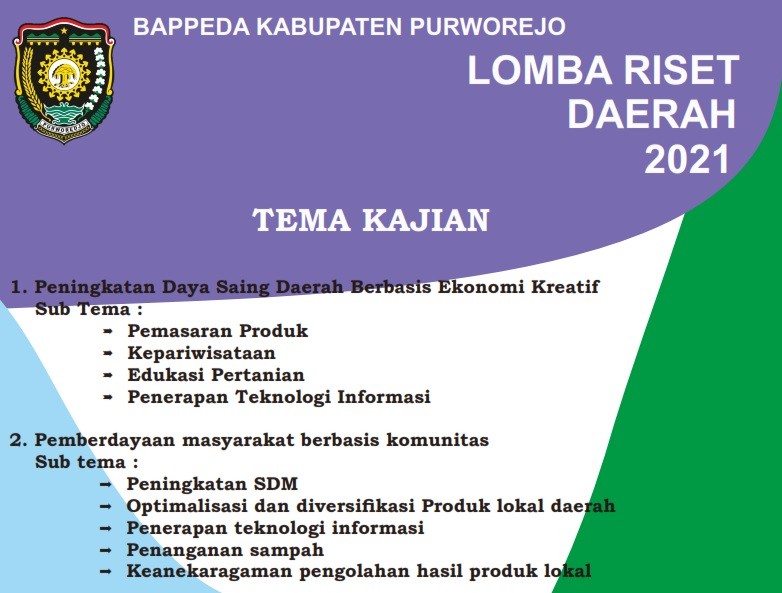 Lomba Riset Daerah Kabupaten Purworejo Tahun 2021