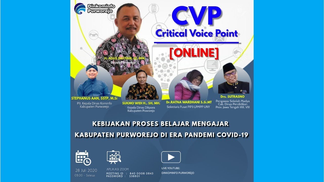 Bappeda Kabupaten Purworejo mengikuti  Critical Voice Point ( Forum Komunikasi Dengar Aspirasi Publik) Periode Bulan Juli 2020